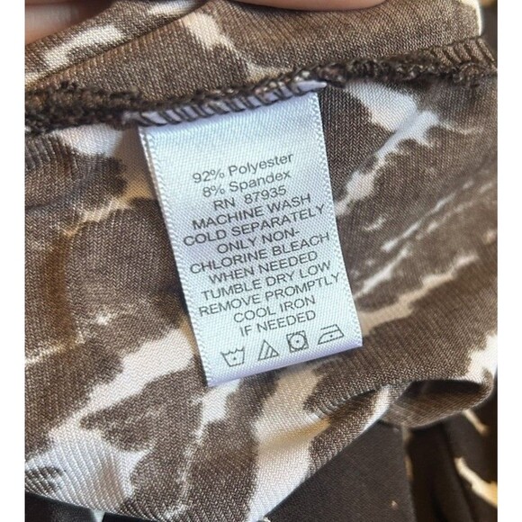 Susan Graver Printed Liquid Knit Top Size 3X Animal Print Brown Stretch - Picture 7 of 9